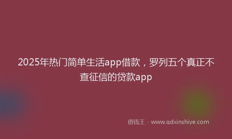 2025年热门简单生活app借款，罗列五个真正不查征信的贷款app