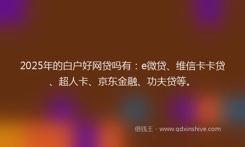 2025年的白户好网贷吗有：e微贷、维信卡卡贷、超人卡、京东金融、功夫贷等。