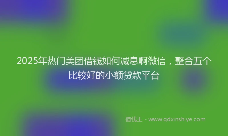 2025年热门美团借钱如何减息啊微信，整合五个比较好的小额贷款平台