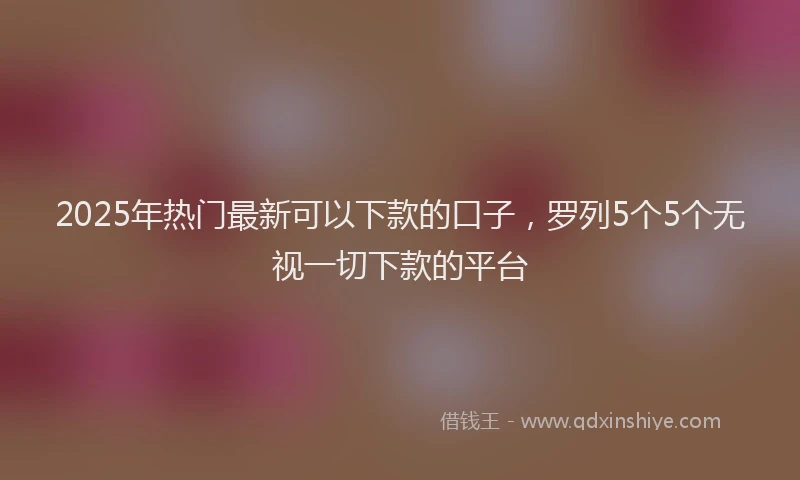 2025年热门最新可以下款的口子，罗列5个5个无视一切下款的平台