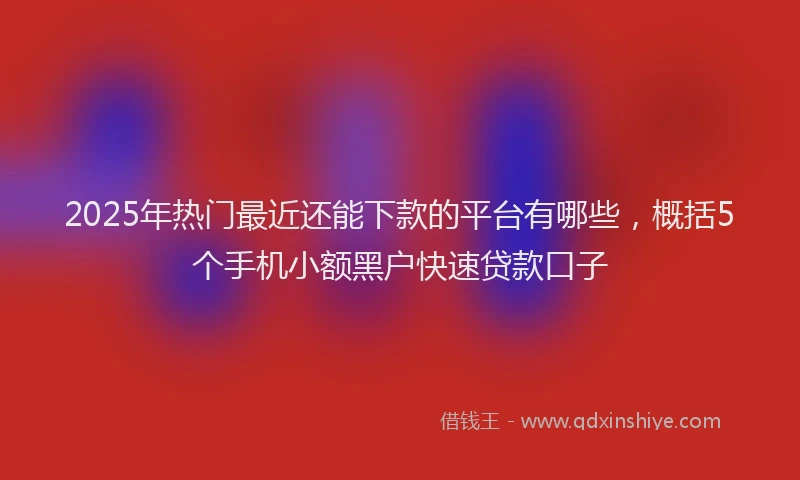 2025年热门最近还能下款的平台有哪些，概括5个手机小额黑户快速贷款口子