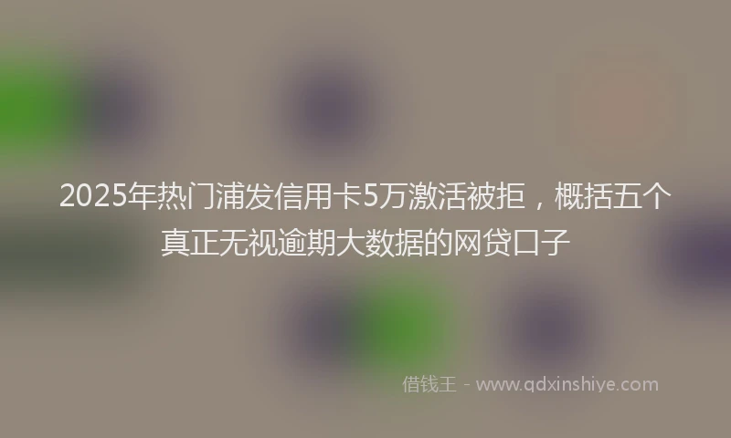 2025年热门浦发信用卡5万激活被拒，概括五个真正无视逾期大数据的网贷口子