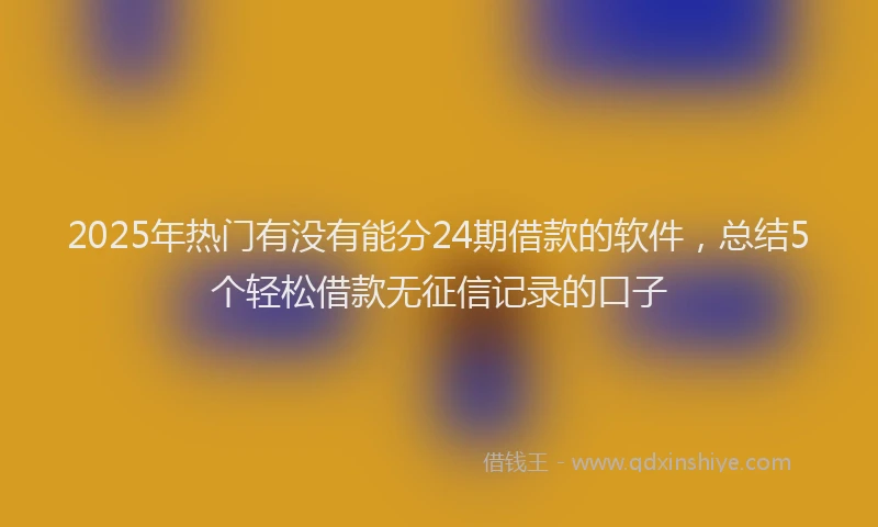 2025年热门有没有能分24期借款的软件，总结5个轻松借款无征信记录的口子