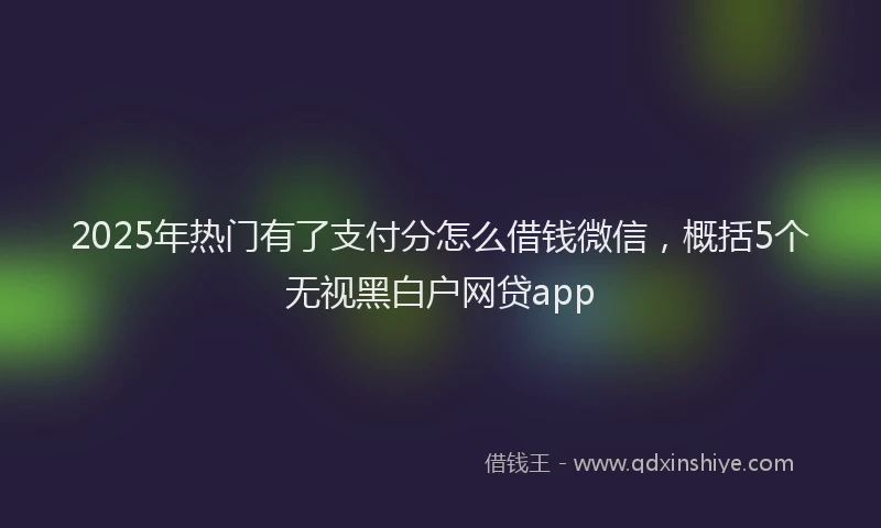 2025年热门有了支付分怎么借钱微信，概括5个无视黑白户网贷app
