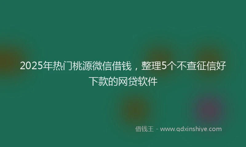 2025年热门桃源微信借钱，整理5个不查征信好下款的网贷软件