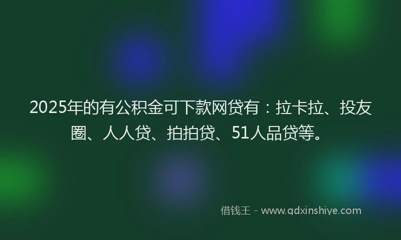 2025年的有公积金可下款网贷有：拉卡拉、投友圈、人人贷、拍拍贷、51人品贷等。