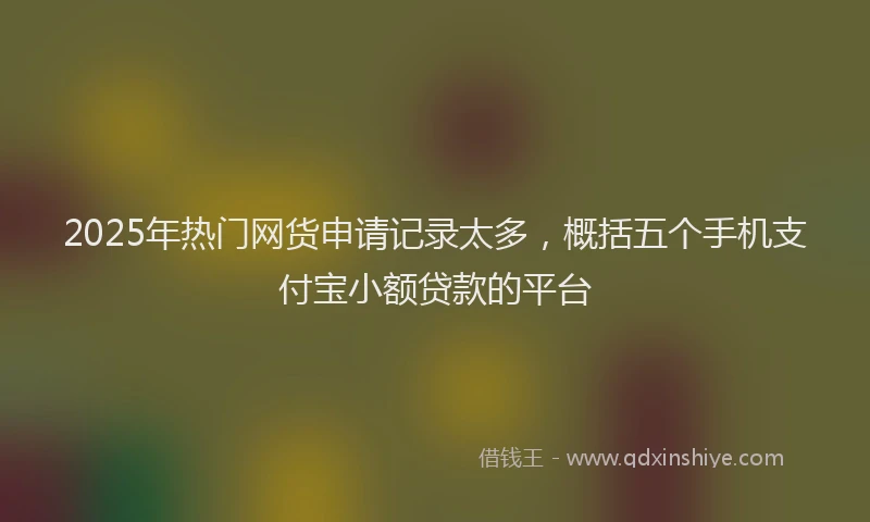 2025年热门网货申请记录太多，概括五个手机支付宝小额贷款的平台