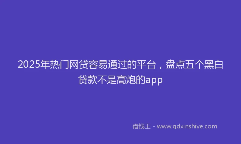 2025年热门网贷容易通过的平台，盘点五个黑白贷款不是高炮的app