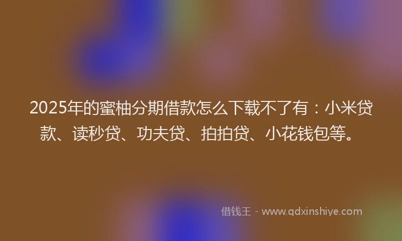 2025年的蜜柚分期借款怎么下载不了有：小米贷款、读秒贷、功夫贷、拍拍贷、小花钱包等。