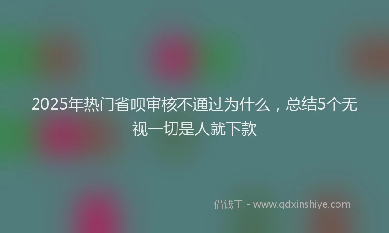 2025年热门省呗审核不通过为什么，总结5个无视一切是人就下款
