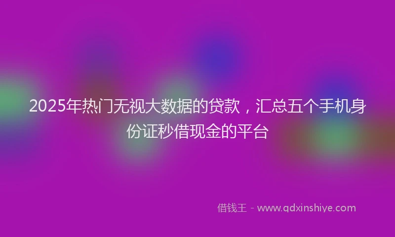 2025年热门无视大数据的贷款，汇总五个手机身份证秒借现金的平台