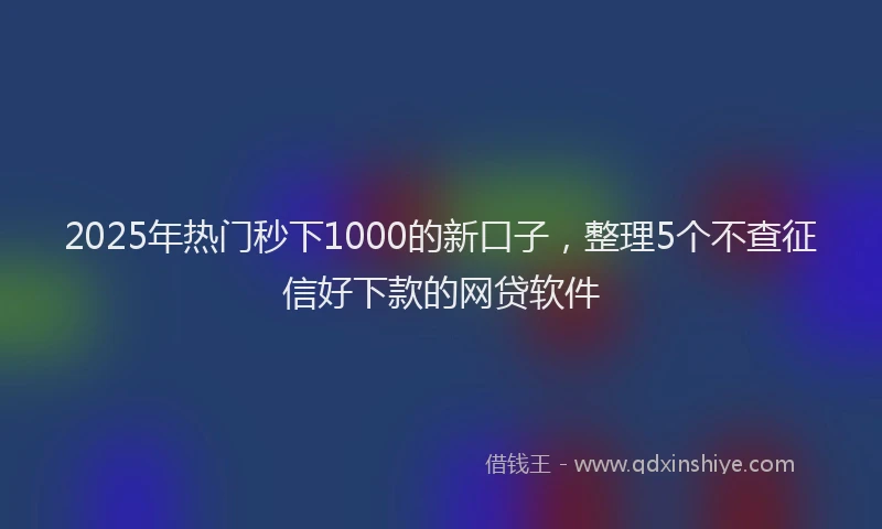 2025年热门秒下1000的新口子，整理5个不查征信好下款的网贷软件