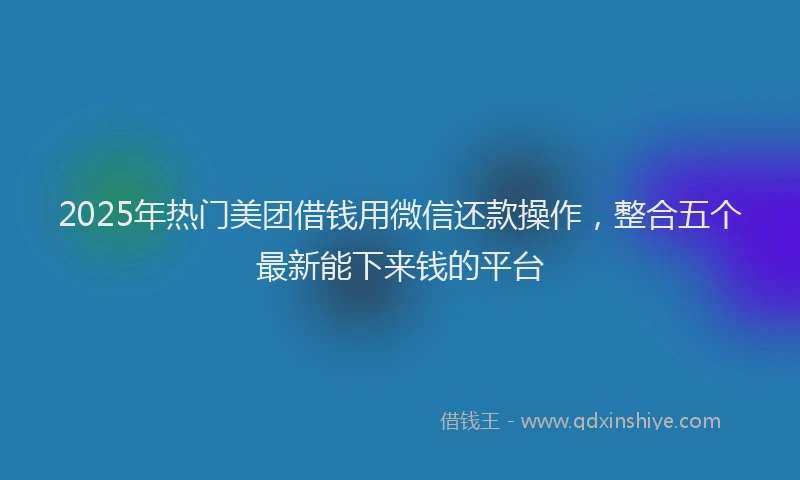 2025年热门美团借钱用微信还款操作，整合五个最新能下来钱的平台