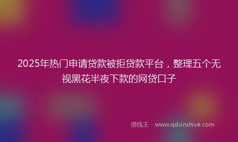 2025年热门申请贷款被拒贷款平台，整理五个无视黑花半夜下款的网贷口子