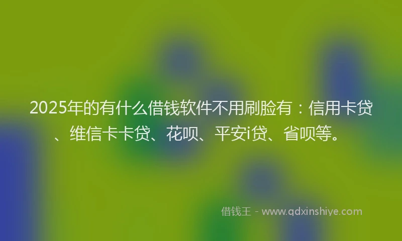 2025年的有什么借钱软件不用刷脸有：信用卡贷、维信卡卡贷、花呗、平安i贷、省呗等。