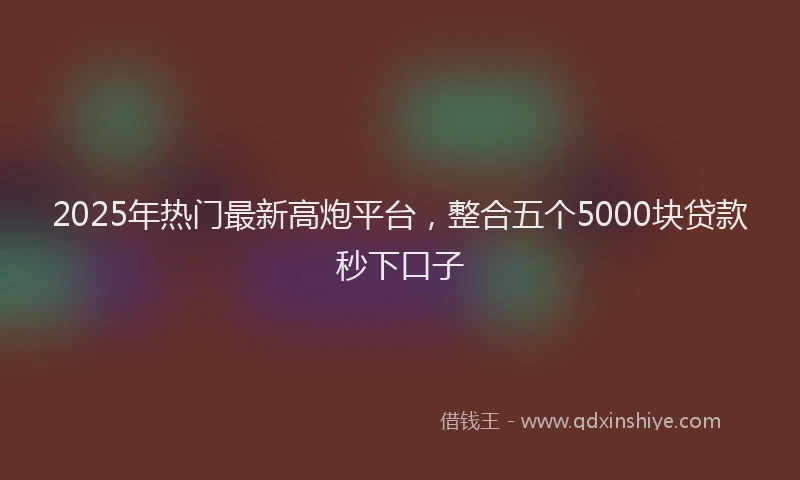 2025年热门最新高炮平台，整合五个5000块贷款秒下口子