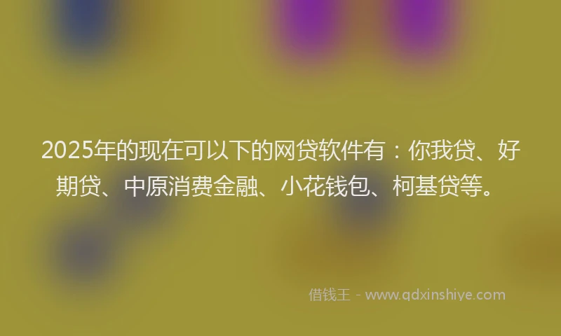2025年的现在可以下的网贷软件有：你我贷、好期贷、中原消费金融、小花钱包、柯基贷等。