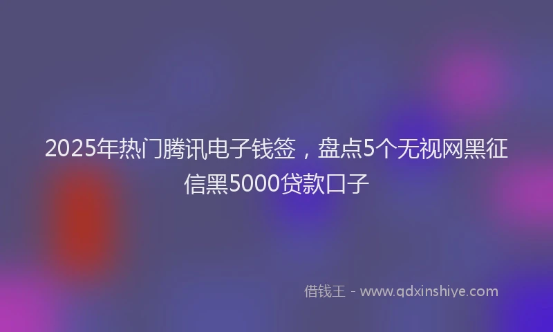 2025年热门腾讯电子钱签，盘点5个无视网黑征信黑5000贷款口子