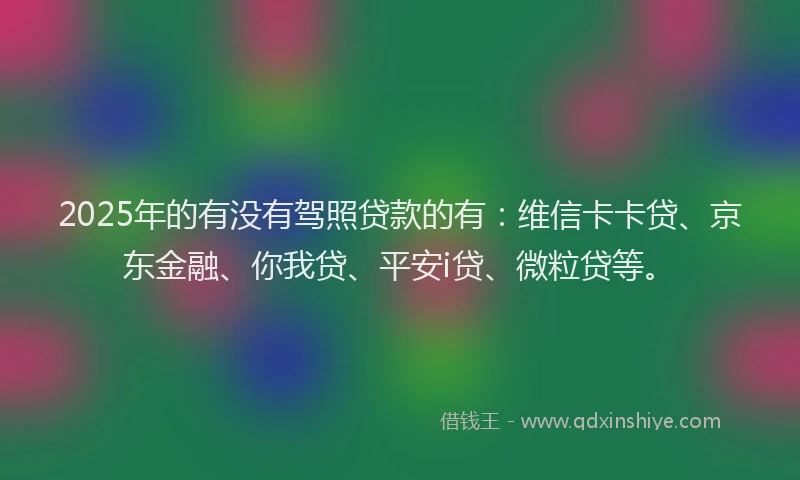 2025年的有没有驾照贷款的有：维信卡卡贷、京东金融、你我贷、平安i贷、微粒贷等。