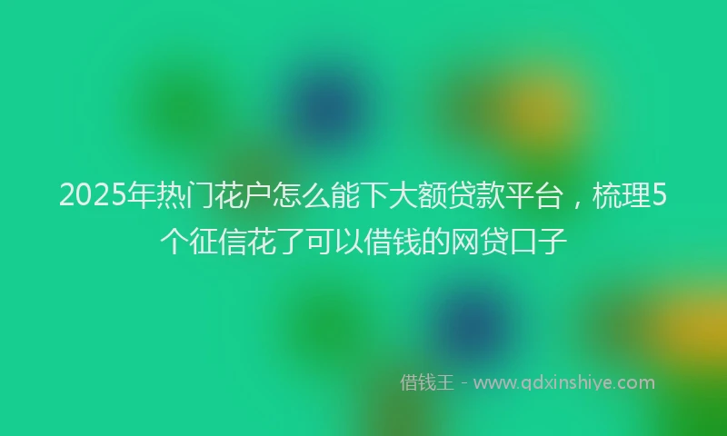 2025年热门花户怎么能下大额贷款平台，梳理5个征信花了可以借钱的网贷口子