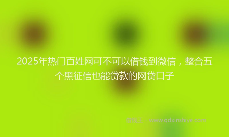 2025年热门百姓网可不可以借钱到微信，整合五个黑征信也能贷款的网贷口子