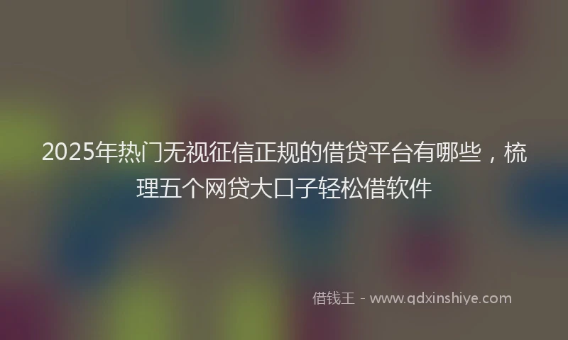 2025年热门无视征信正规的借贷平台有哪些，梳理五个网贷大口子轻松借软件