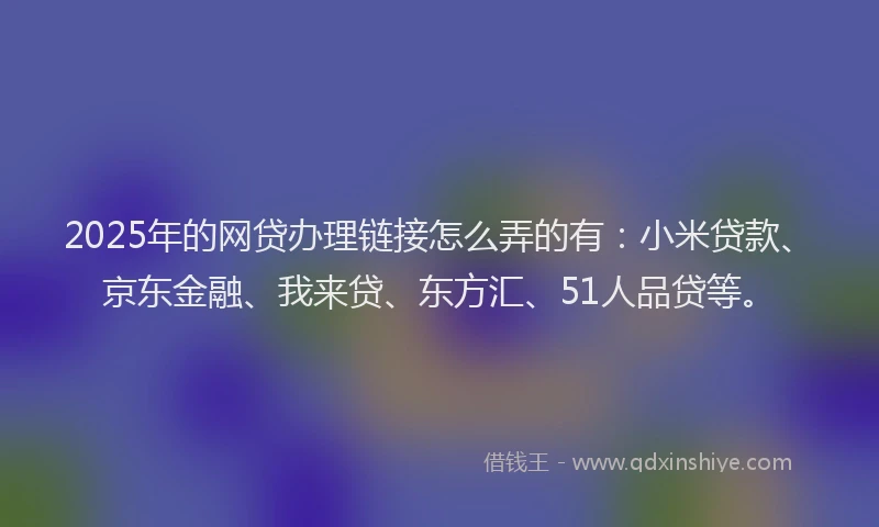 2025年的网贷办理链接怎么弄的有：小米贷款、京东金融、我来贷、东方汇、51人品贷等。