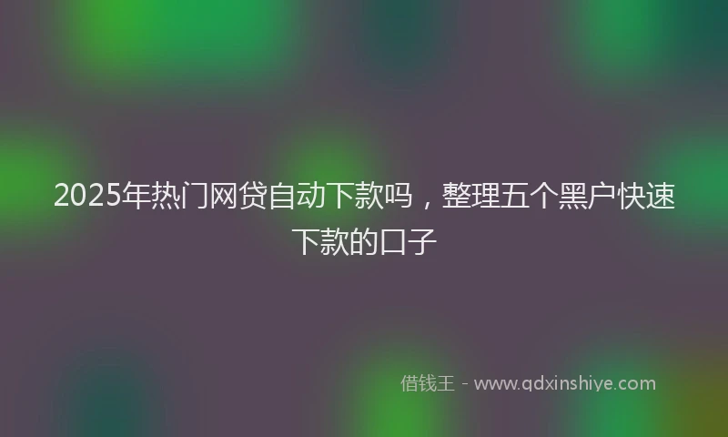 2025年热门网贷自动下款吗，整理五个黑户快速下款的口子