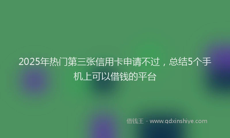 2025年热门第三张信用卡申请不过，总结5个手机上可以借钱的平台