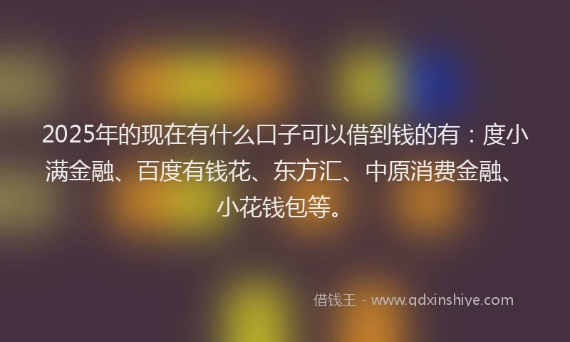 2025年的现在有什么口子可以借到钱的有：度小满金融、百度有钱花、东方汇、中原消费金融、小花钱包等。