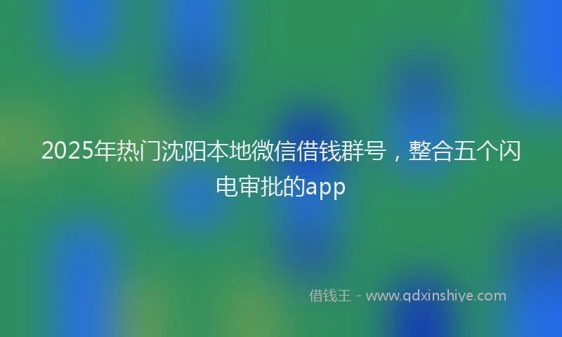 2025年热门沈阳本地微信借钱群号，整合五个闪电审批的app