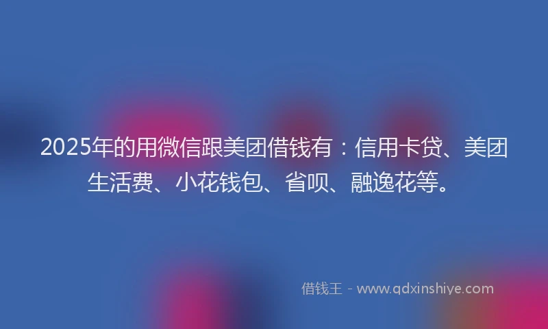 2025年的用微信跟美团借钱有：信用卡贷、美团生活费、小花钱包、省呗、融逸花等。