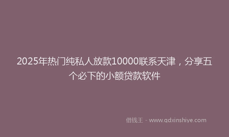 2025年热门纯私人放款10000联系天津，分享五个必下的小额贷款软件