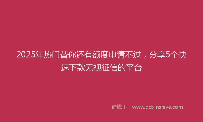 2025年热门替你还有额度申请不过，分享5个快速下款无视征信的平台