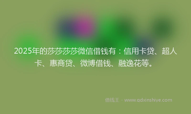 2025年的莎莎莎莎微信借钱有：信用卡贷、超人卡、惠商贷、微博借钱、融逸花等。