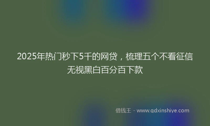 2025年热门秒下5千的网贷，梳理五个不看征信无视黑白百分百下款