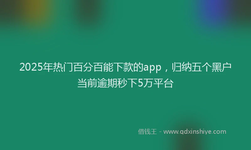2025年热门百分百能下款的app，归纳五个黑户当前逾期秒下5万平台