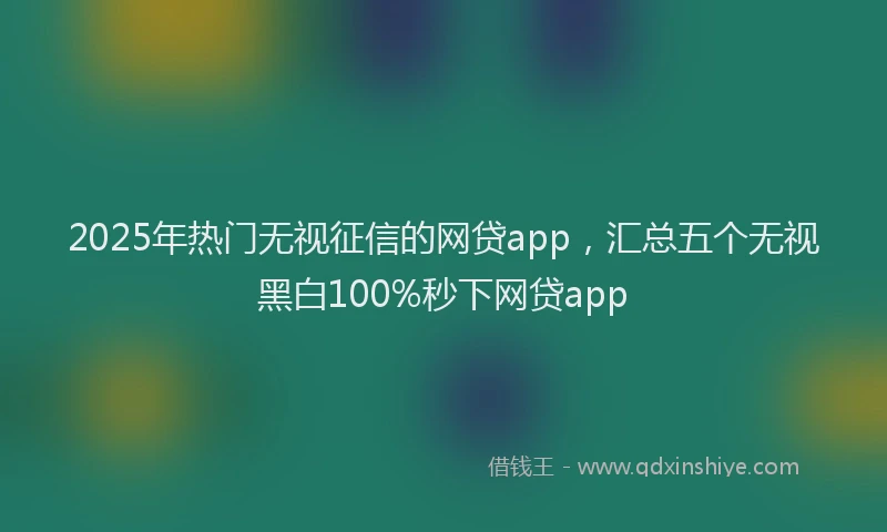 2025年热门无视征信的网贷app，汇总五个无视黑白100%秒下网贷app