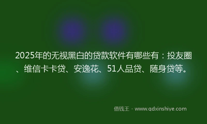 2025年的无视黑白的贷款软件有哪些有：投友圈、维信卡卡贷、安逸花、51人品贷、随身贷等。
