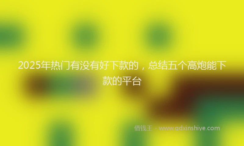 2025年热门有没有好下款的，总结五个高炮能下款的平台