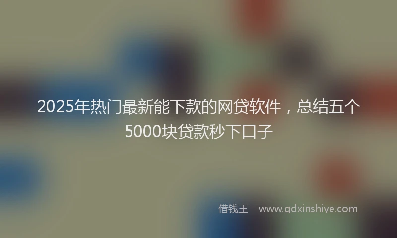 2025年热门最新能下款的网贷软件，总结五个5000块贷款秒下口子