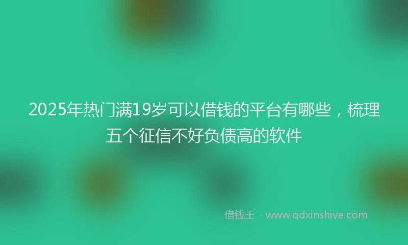 2025年热门满19岁可以借钱的平台有哪些，梳理五个征信不好负债高的软件