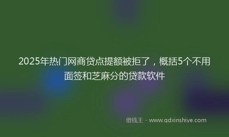 2025年热门网商贷点提额被拒了，概括5个不用面签和芝麻分的贷款软件