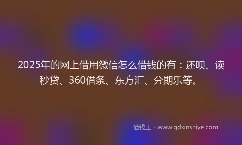 2025年的网上借用微信怎么借钱的有：还呗、读秒贷、360借条、东方汇、分期乐等。