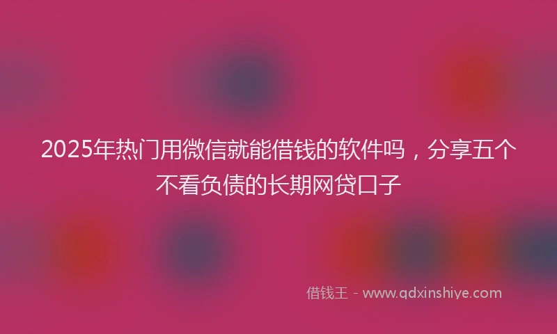 2025年热门用微信就能借钱的软件吗，分享五个不看负债的长期网贷口子