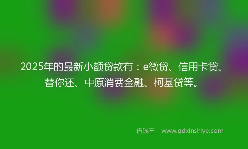 2025年的最新小额贷款有：e微贷、信用卡贷、替你还、中原消费金融、柯基贷等。