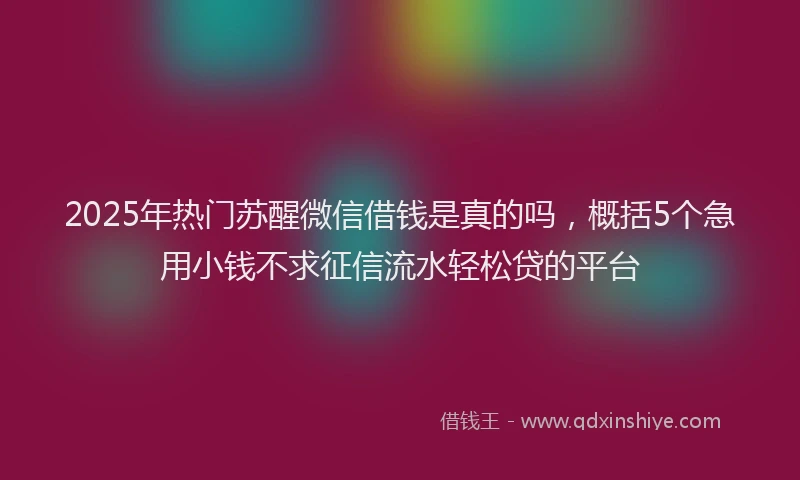 2025年热门苏醒微信借钱是真的吗，概括5个急用小钱不求征信流水轻松贷的平台