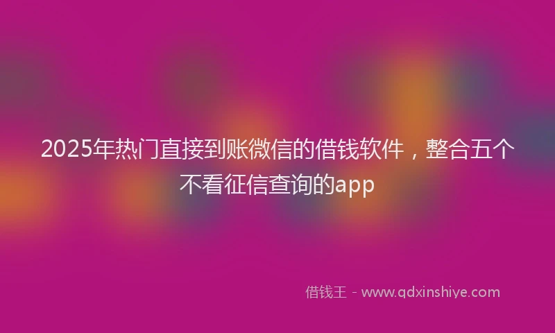 2025年热门直接到账微信的借钱软件，整合五个不看征信查询的app