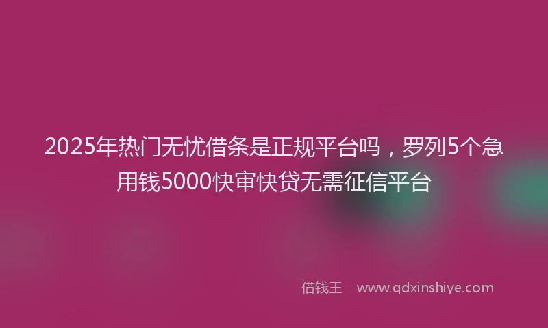2025年热门无忧借条是正规平台吗，罗列5个急用钱5000快审快贷无需征信平台