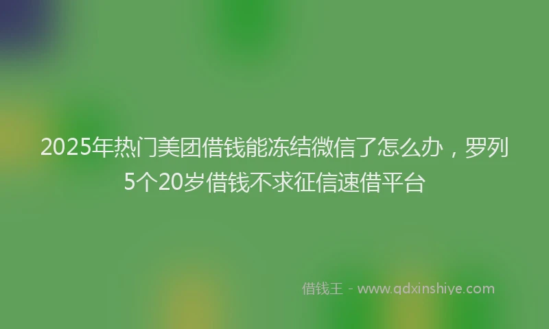 2025年热门美团借钱能冻结微信了怎么办，罗列5个20岁借钱不求征信速借平台